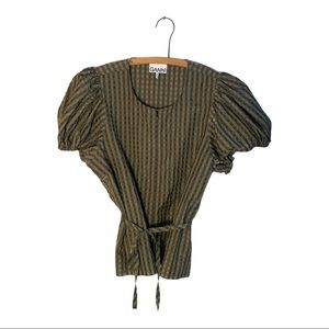 Ganni Gingham Seersucker Blouse